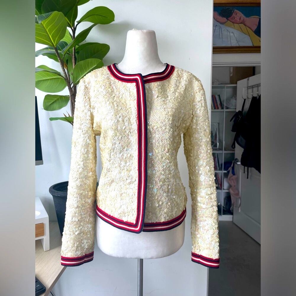J.Crew Collection Sequin coated Bomber Blazer Jacket Size 2 - Picture 1 of 16